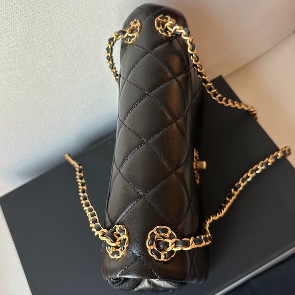 Chanel Small Flap Bag Black Lambskin Gold Tone Metal - Picture 10 of 13